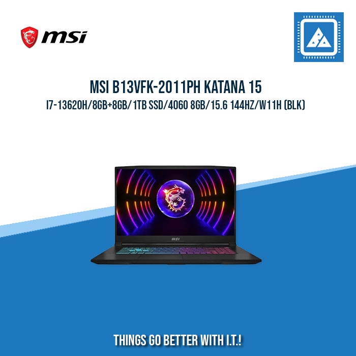 MSI B13VFK-2011PH KATANA 15 I7-13620H/8GB+8GB/1TB SSD/4060 8GB | BEST FOR GAMING LAPTOP MSI B13VFK-2011PH KATANA 15 I7-13620H/8GB+8GB/1TB SSD/4060 8GB | BEST FOR GAMING LAPTOP